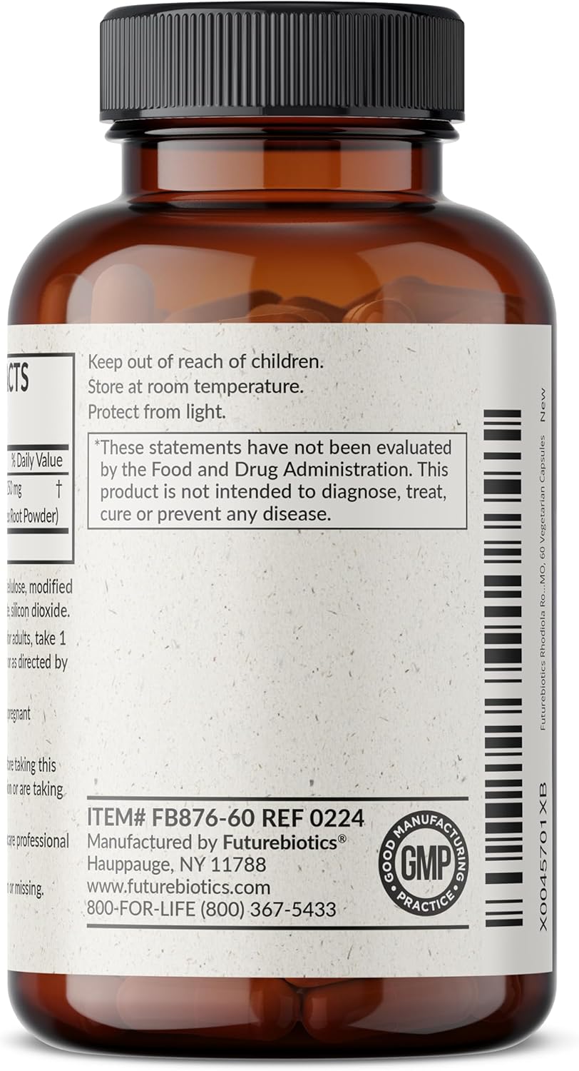 60 Count Futurebiotics Rhodiola Rosea Powder Capsules for Vegetarians - BoostGo Australia