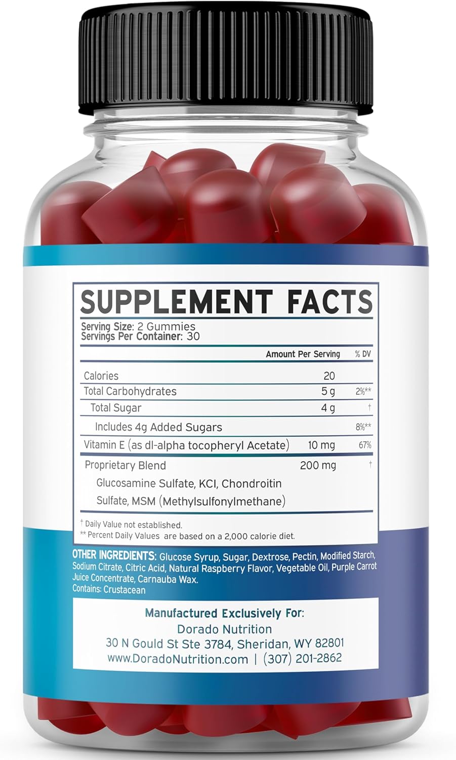 60 Count Glucosamine Chondroitin Gummies for Joint Support - Nutritional Supplements for Adults - Non GMO, Made in USA - Third Party Tested