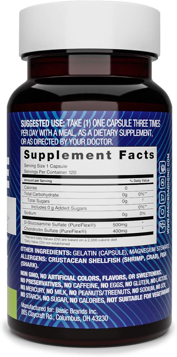 60 Count Glucosamine Chondroitin Supplements by Basic Brands