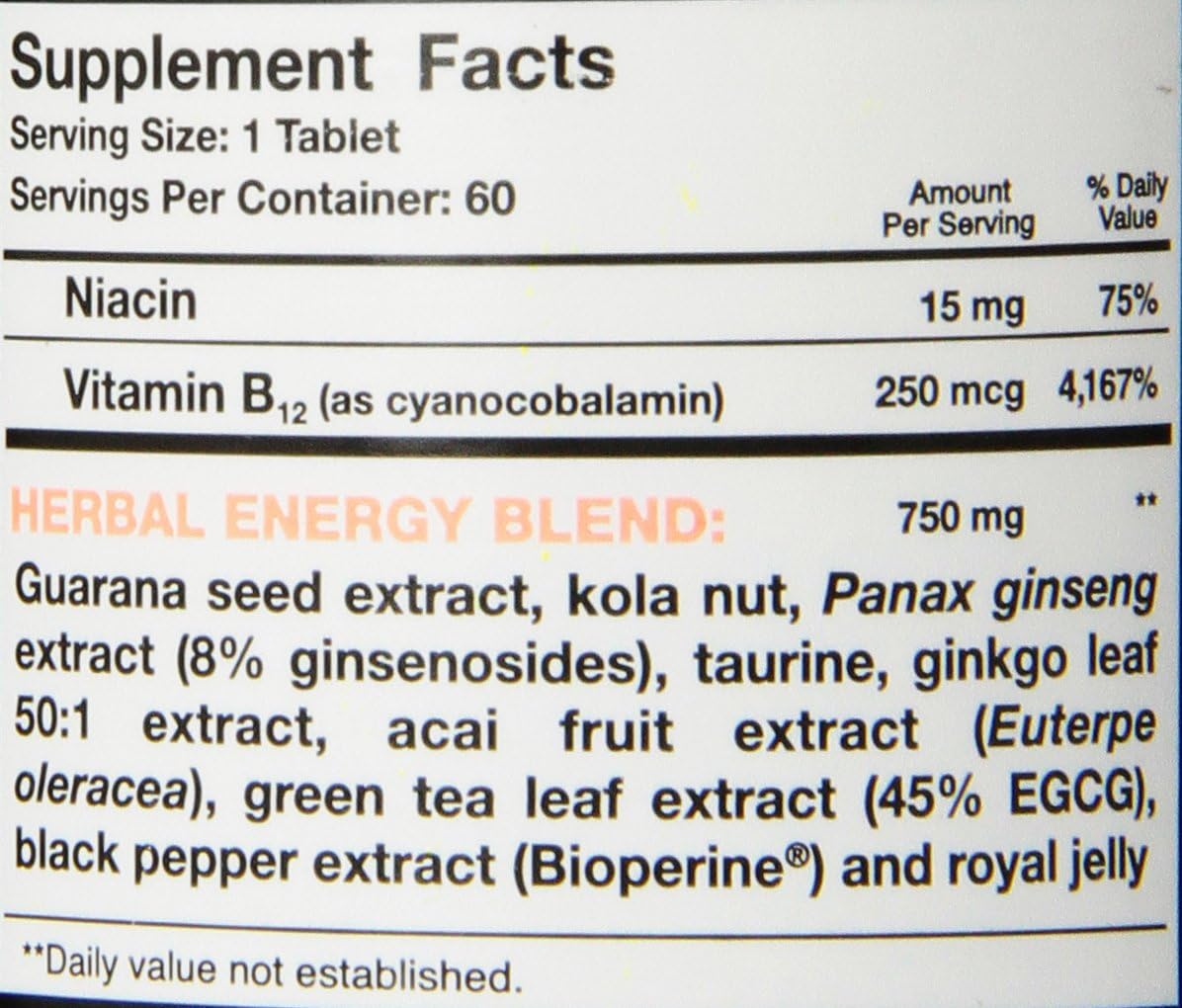 60 Count Hot Stuff Nutritionals Herbal Energy Blaster Tablets to Boost Your Energy