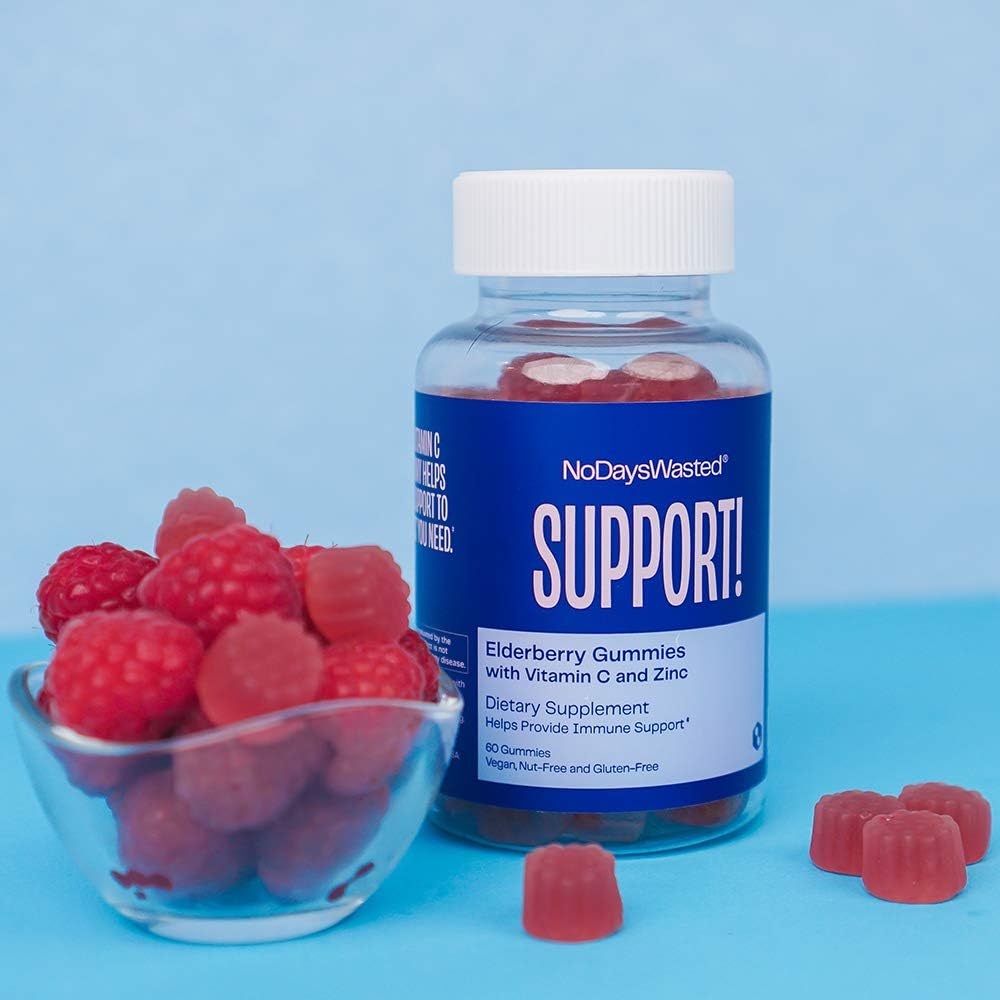 60 Count Immune Support Gummies with Elderberry, Vitamin C, and Zinc - Vegan and Gluten Free Herbal Supplement for Strong Immune System