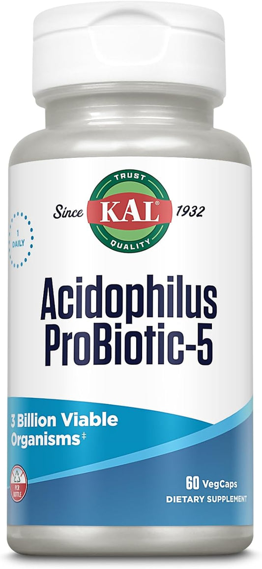 60 Count KAL Acidophilus Probiotic-5 Capsules with 3 Billion Live Cultures