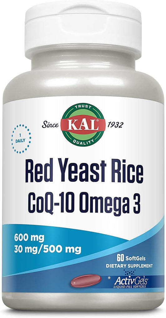 60 Count KAL Red Yeast Rice with COQ10 and Omega 3 Supplement