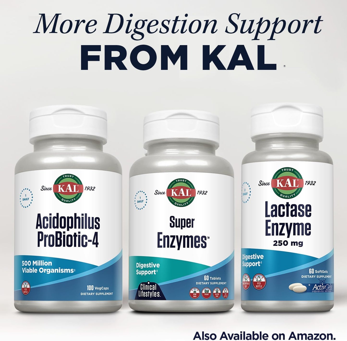 60 Count Kal Super Enzymes Tablets for Digestive Support