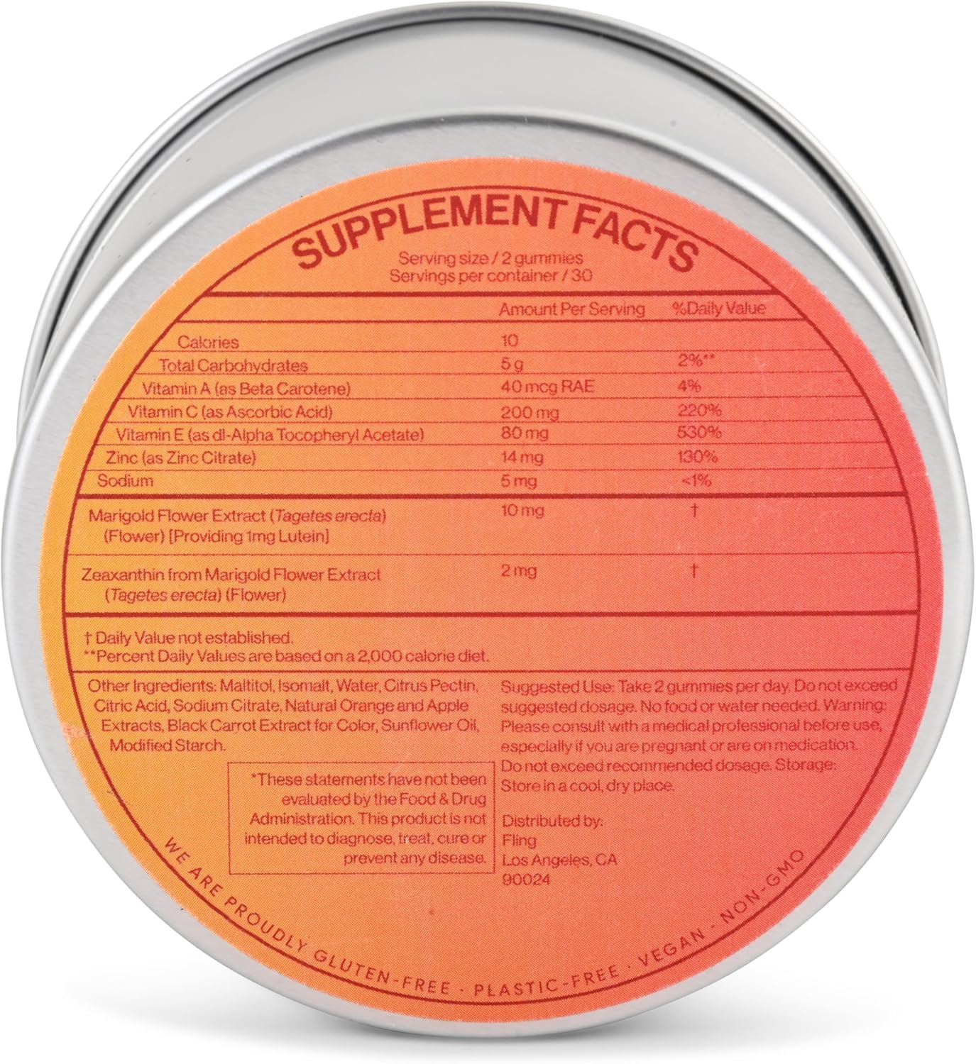 60-Count Lutein and Marigold Flower Vision Support Gummies for Healthy Eyes