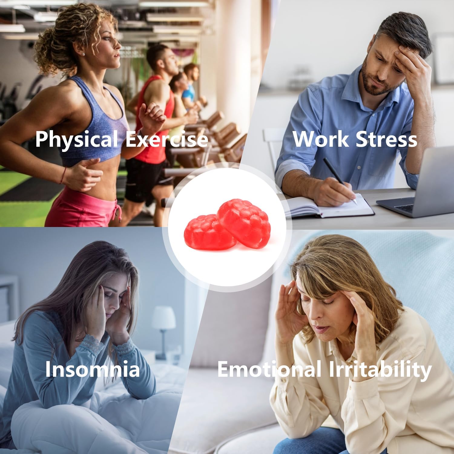 60 Count Mixed Berry Ashwagandha Gummies - Vegan, Non-GMO, Gluten-Free, Gelatin Free, Relaxation Support with KSM-66