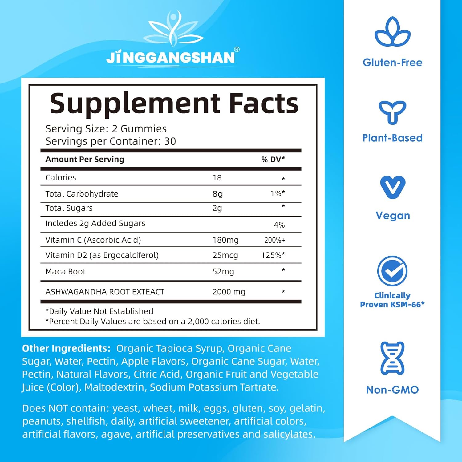 60 Count Mixed Berry Ashwagandha Gummies KSM-66 - Vegan & Gluten-Free Relaxation Supplement with Organic Ashwa Root Extract - Non-GMO & Plant Based for Immune Support