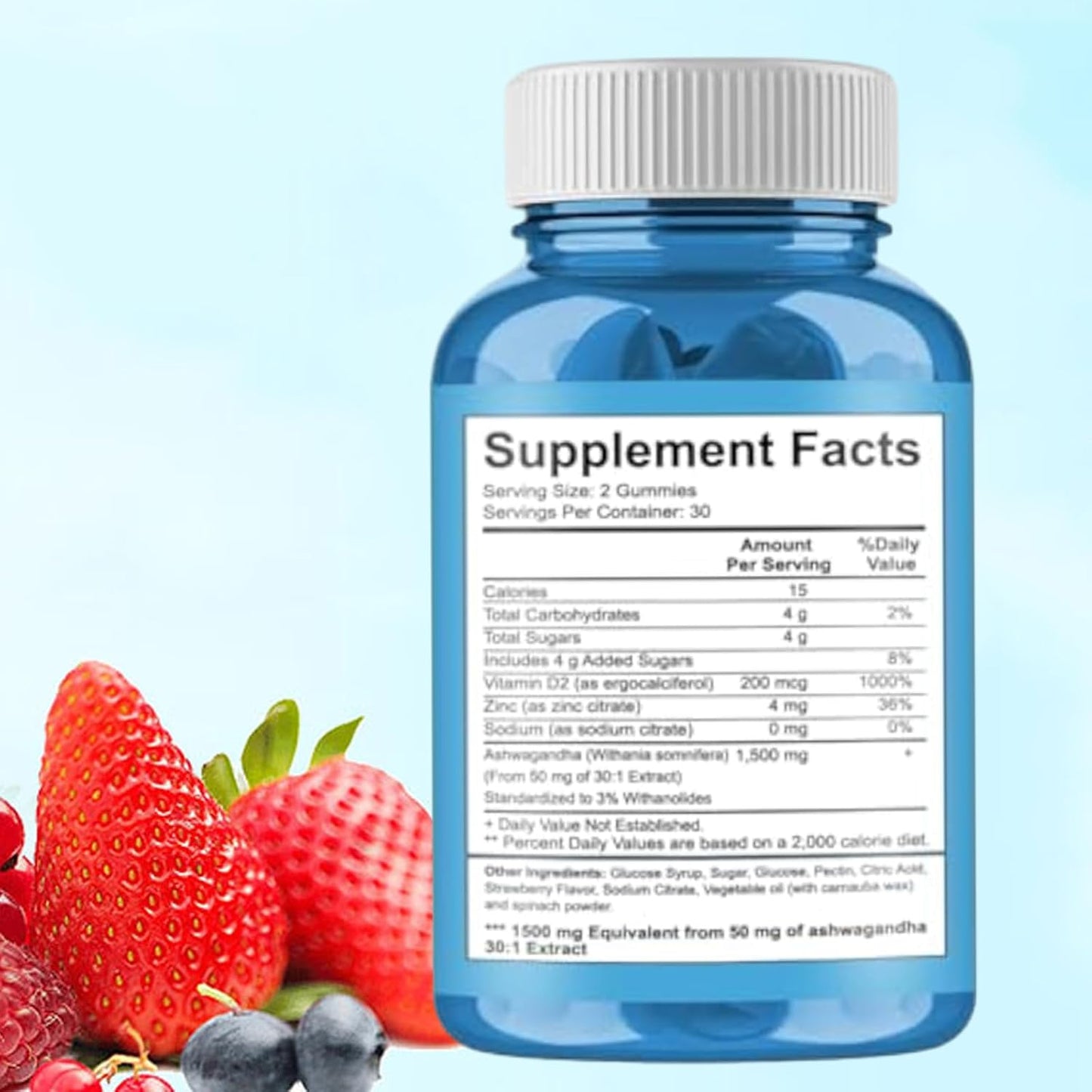 60 Count Nainur Ashwagandha Gummies with KSM-66 for Relaxation - Vegan, Plant Based, Non-GMO, Gluten-Free & Gelatin Free Mixed Berry Gummy