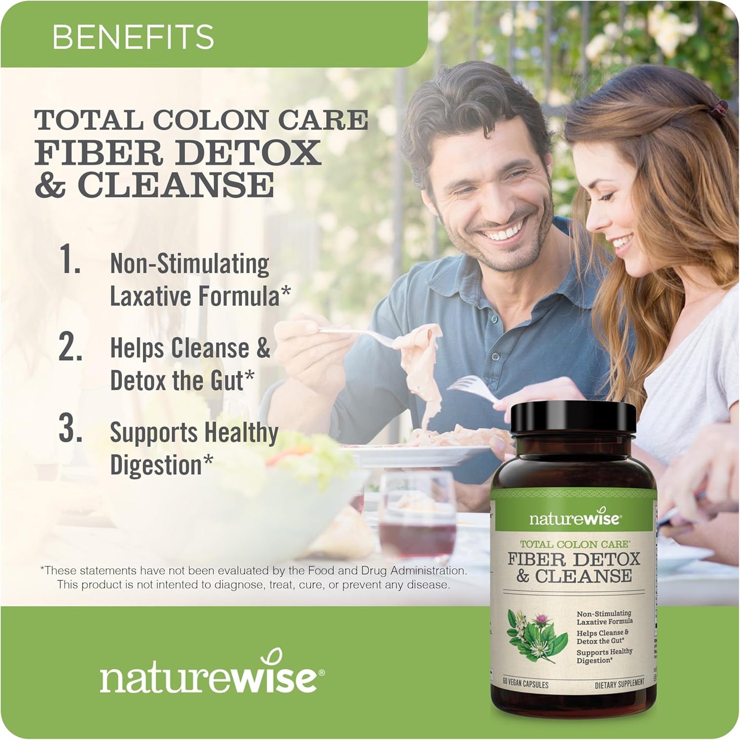 60 Count NatureWise Total Colon Care Fiber Cleanse & Omega 3 Fish Oil Capsules - BoostGo Australia