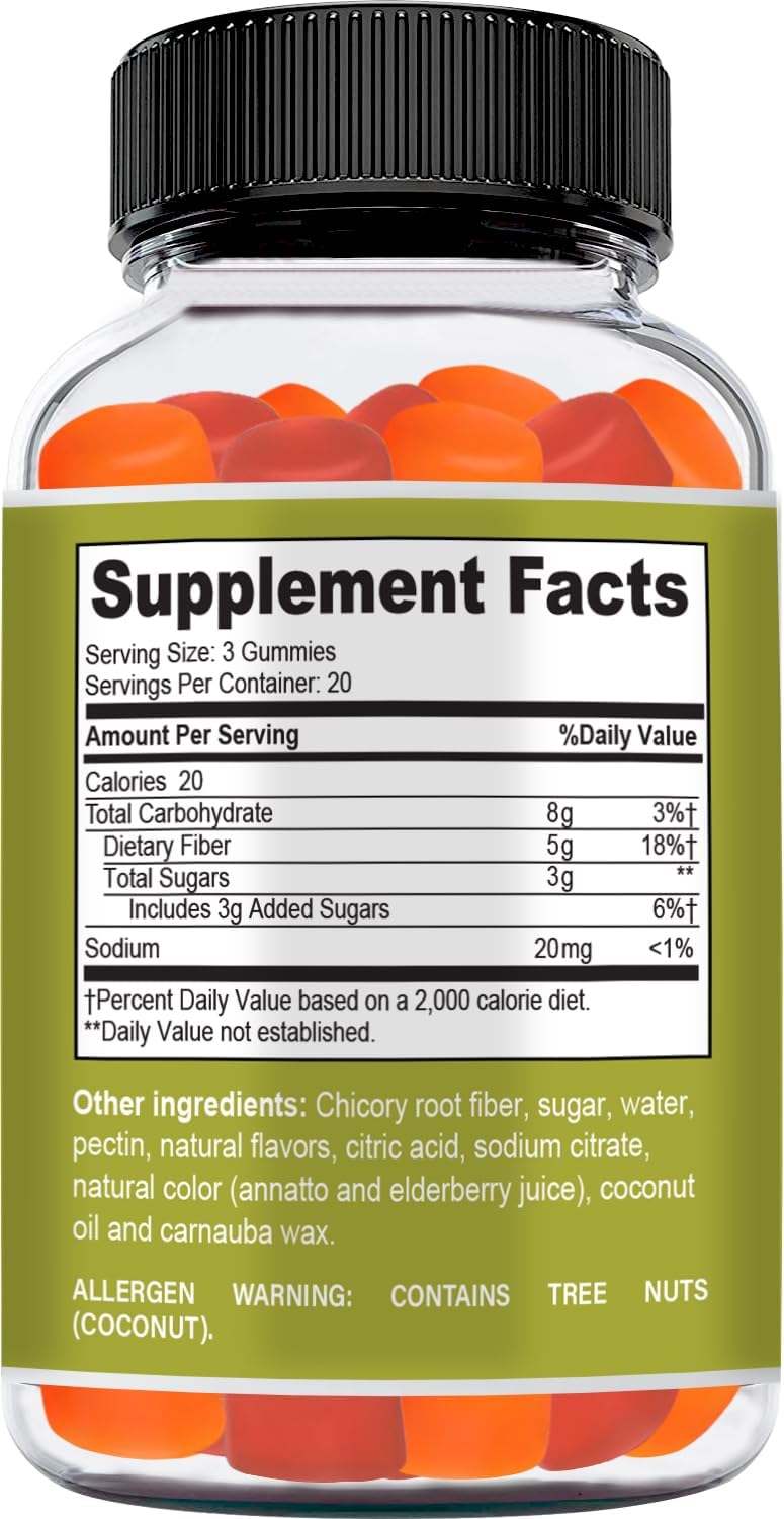 60 Count NUELATION Fiber Gummies for Kids - Vegetarian & Gluten-Free Fiber Supplement - Supports Digestion, Bowel Movement, & Immune Health - Prebiotic Fiber