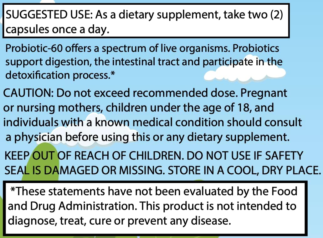 60 Count Organic Strength Probiotics Capsules - Enhance Gut Health with 60 Billion CFU Blend