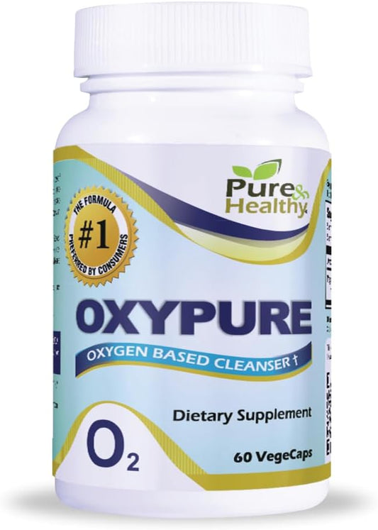 60 Count Pure Oxypure Magnesium Oxide Colon Cleanser Capsules with Sodium Bicarbonate
