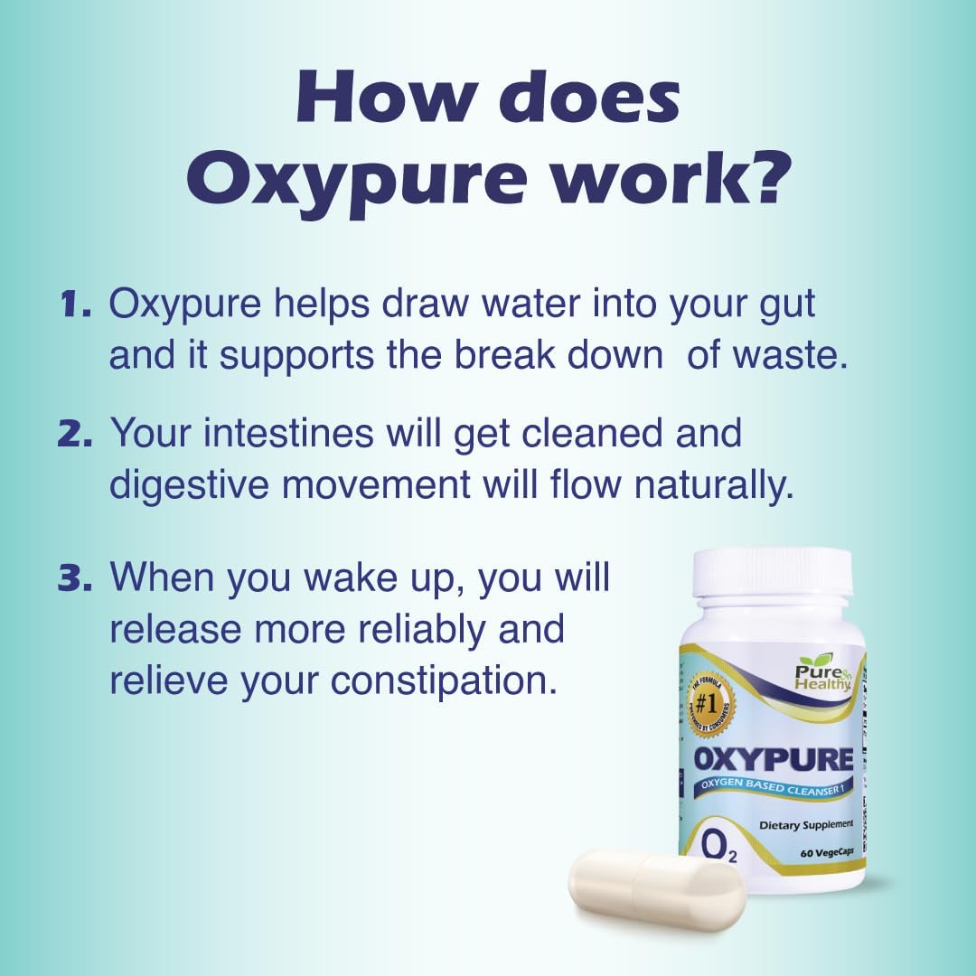 60 Count Pure Oxypure Magnesium Oxide Colon Cleanser Capsules with Sodium Bicarbonate