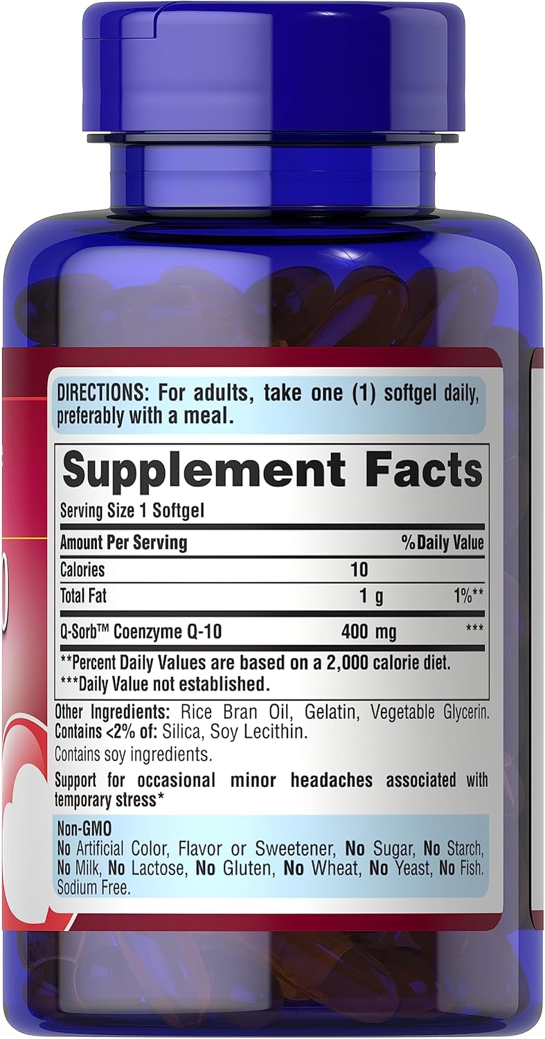 60 Count Puritan's Pride Q-sorb CoQ10 400mg Rapid Release Softgels for Heart Health and Energy Support