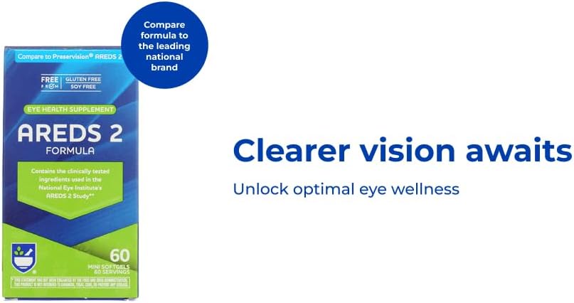 60 Count Rite Aid AREDS 2 Softgels for Eye Health with Lutein, Vitamin C, Zinc, Vitamin E - Gluten & Soy Free