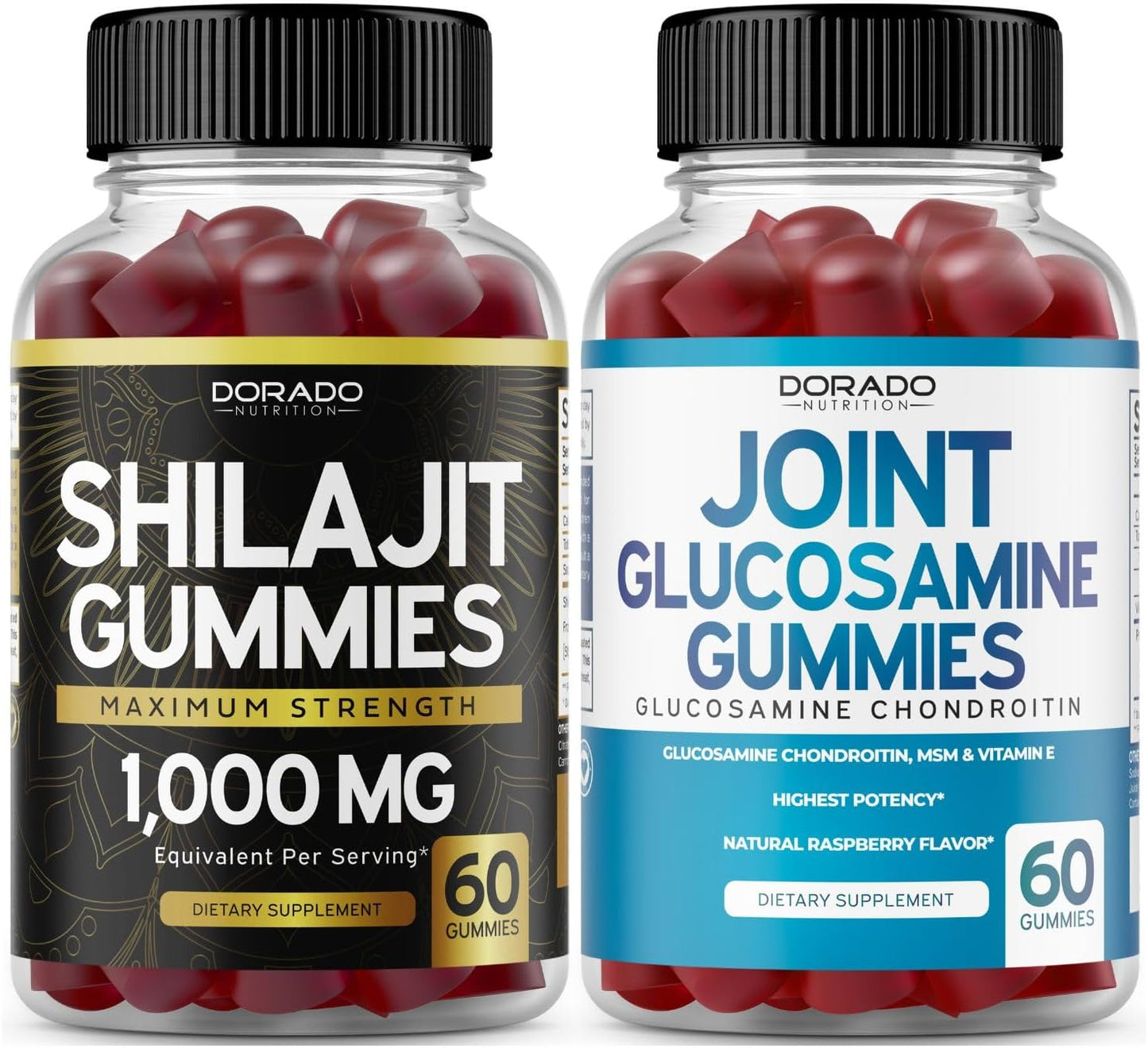 60 Count Shilajit Gummies for Men & Women and Glucosamine Chondroitin Gummies by DORADO NUTRITION
