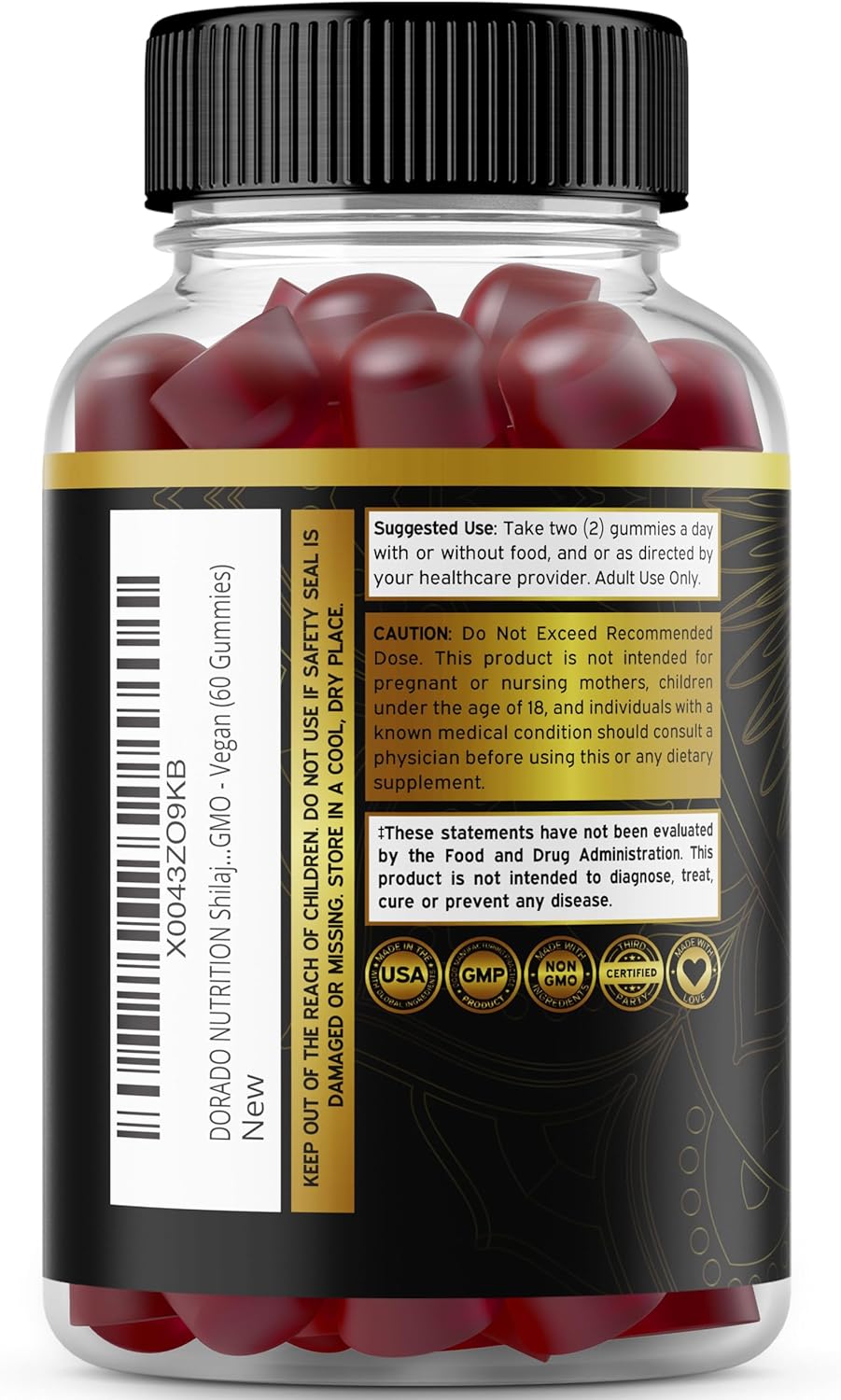 60 Count Shilajit Gummies for Men & Women and Glucosamine Chondroitin Gummies by DORADO NUTRITION