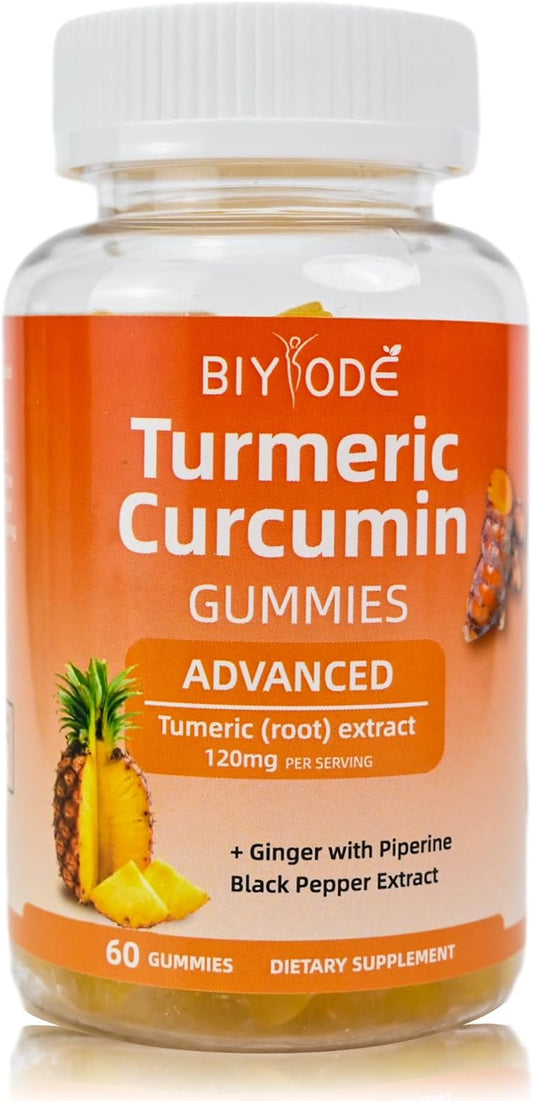 60 Count Sugar-Free Pineapple Flavored Curcumin Gummies for Joint Support & Enhanced Athletic Performance