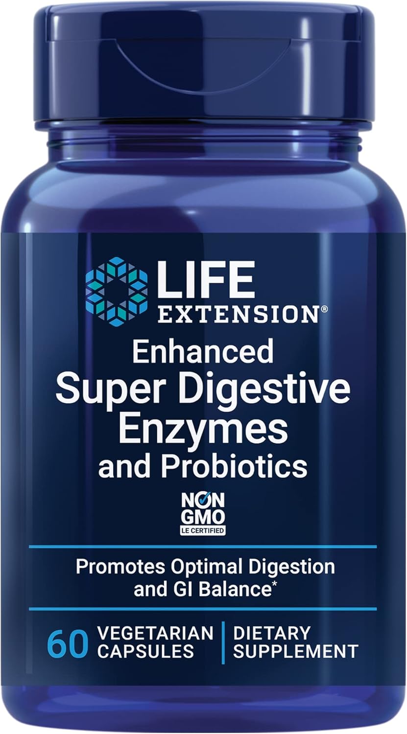 60-Count Super Digestive Enzymes & 5000 IU Vitamin D3 Capsules for Optimal Digestion, Bone Health, Brain Function, and Immune Support