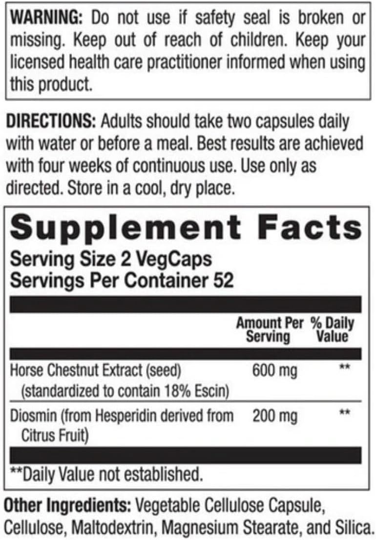 60 Count SUPTMAX Venastat Capsules for Healthy Leg Veins - Natural Vein Support