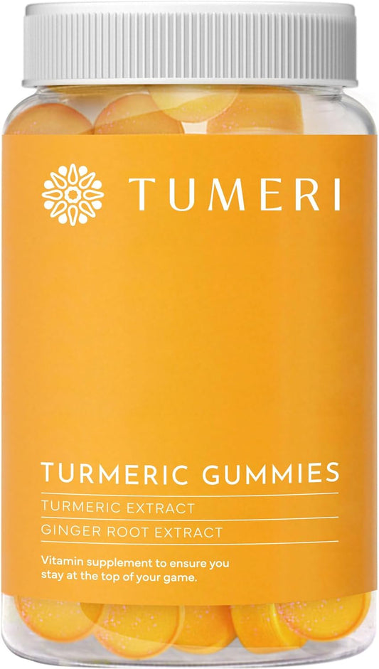60 Count TUMERI Turmeric Curcumin Joint Support Gummies with Ginger - Natural Tropical Fruit Flavored Vegan Supplement