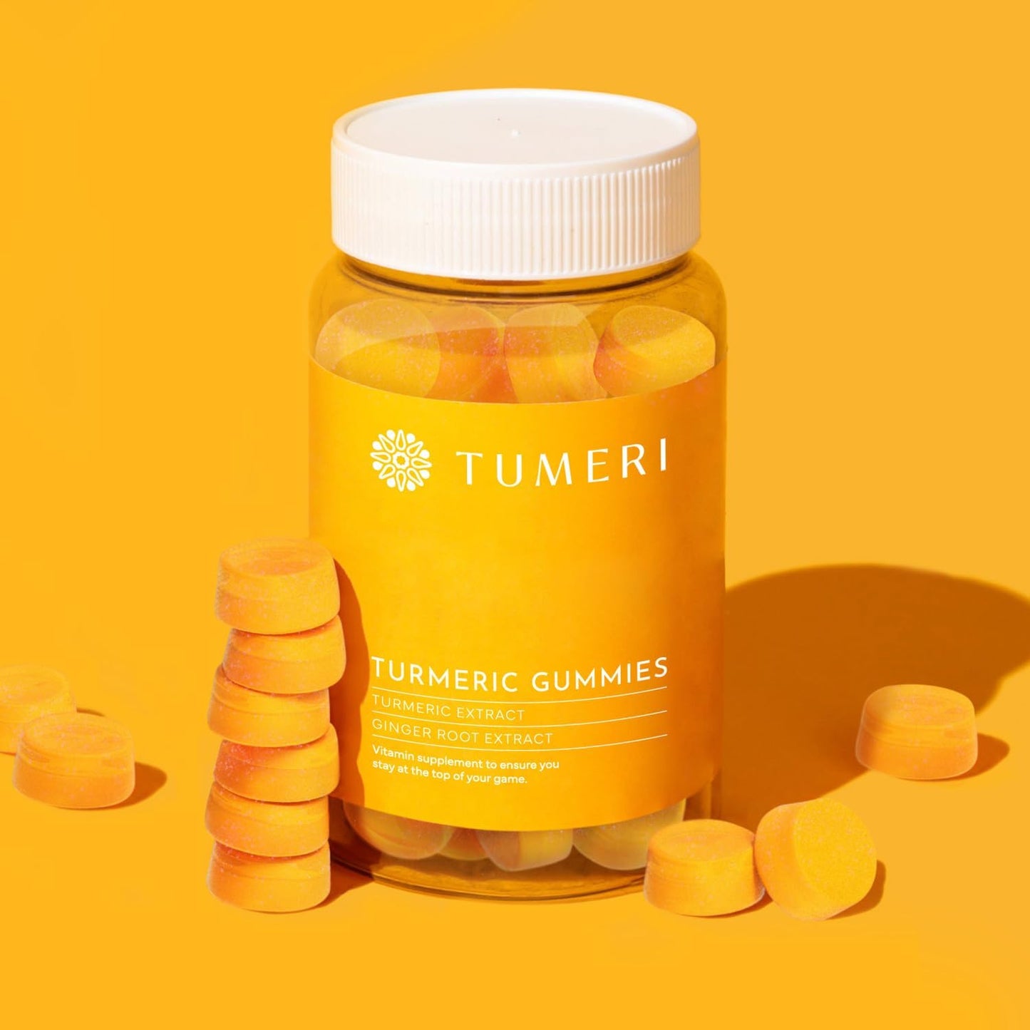 60 Count TUMERI Turmeric Curcumin Joint Support Gummies with Ginger - Natural Tropical Fruit Flavored Vegan Supplement