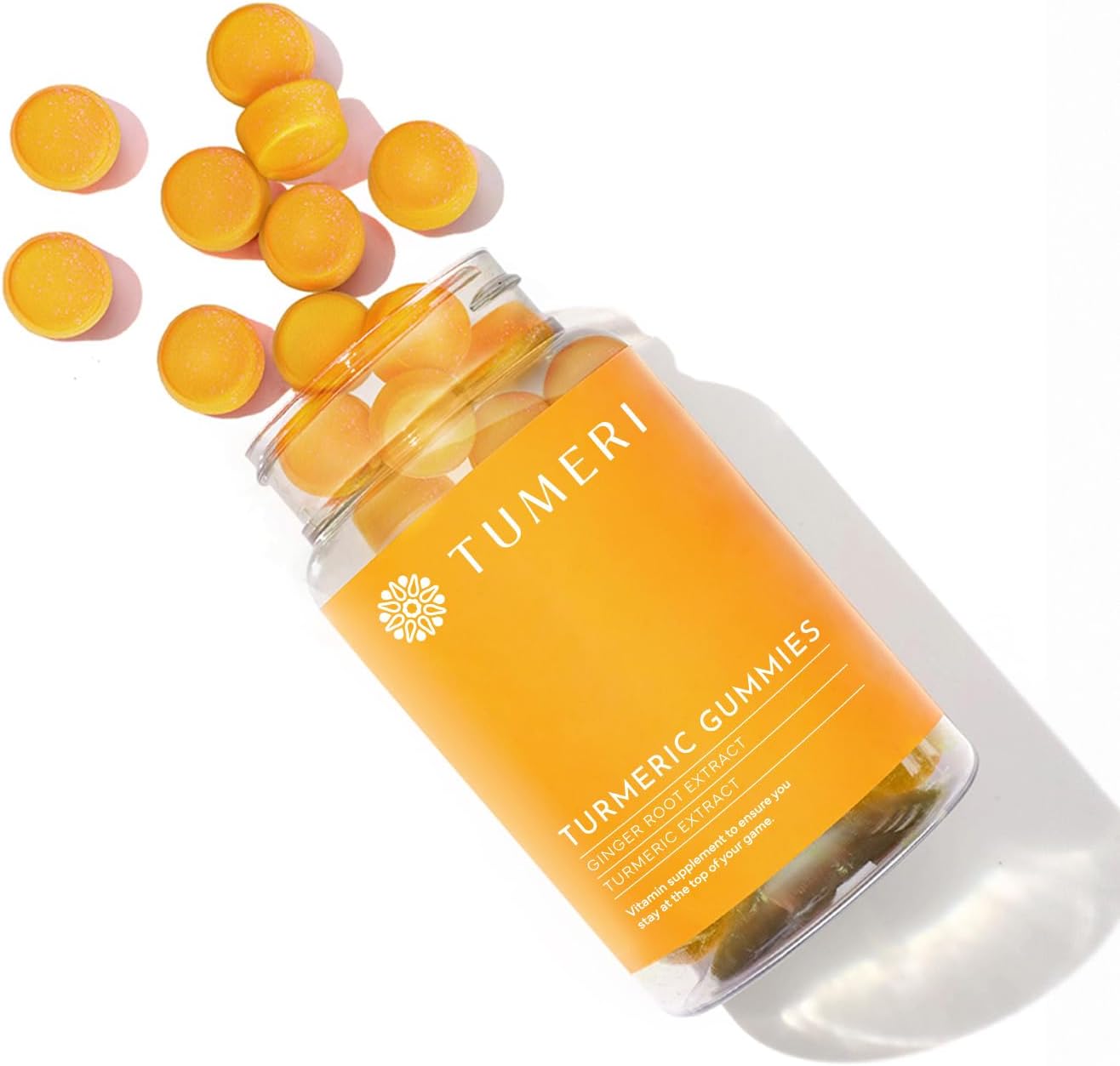 60 Count TUMERI Turmeric Curcumin Joint Support Gummies with Ginger - Natural Tropical Fruit Flavored Vegan Supplement