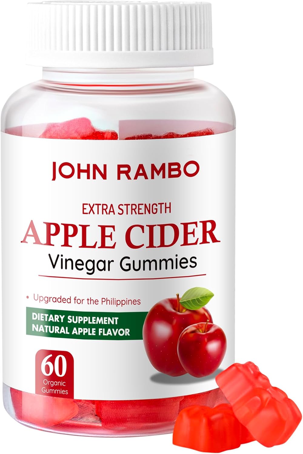 60 Count Vegan Apple Cider Vinegar Gummies for Gut Health - Non-GMO with Vitamin B12, B6, Beet Root & Pomegranate - Energy & Detox Support