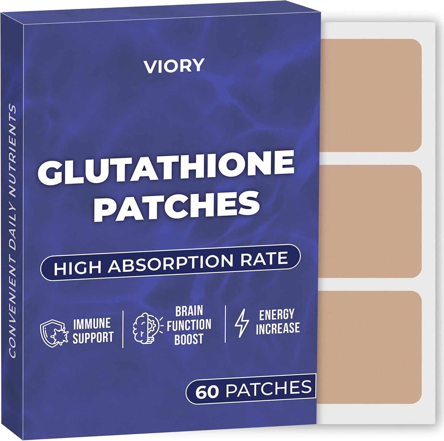 60-Count VIORY Glutathione Patches with Magnesium for Energy & Focus - Natural Body Support for Women and Men