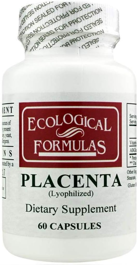 60 Count White Placenta Capsules by Ecological Formulas for Enhanced Health Benefits