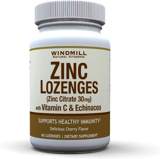 60 Count Windmill Health Products Zinc Lozenges with Echinacea and Vitamin C for Immune Support