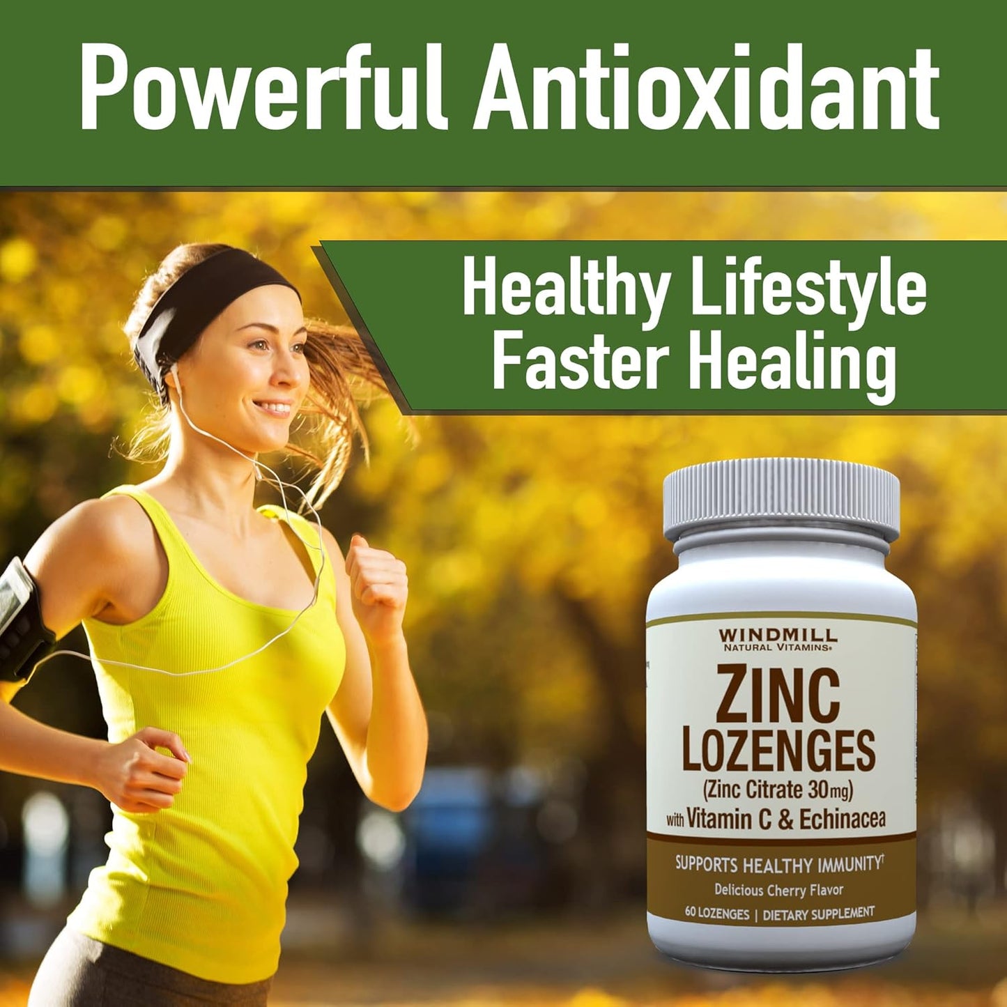 60 Count Windmill Health Products Zinc Lozenges with Echinacea and Vitamin C for Immune Support