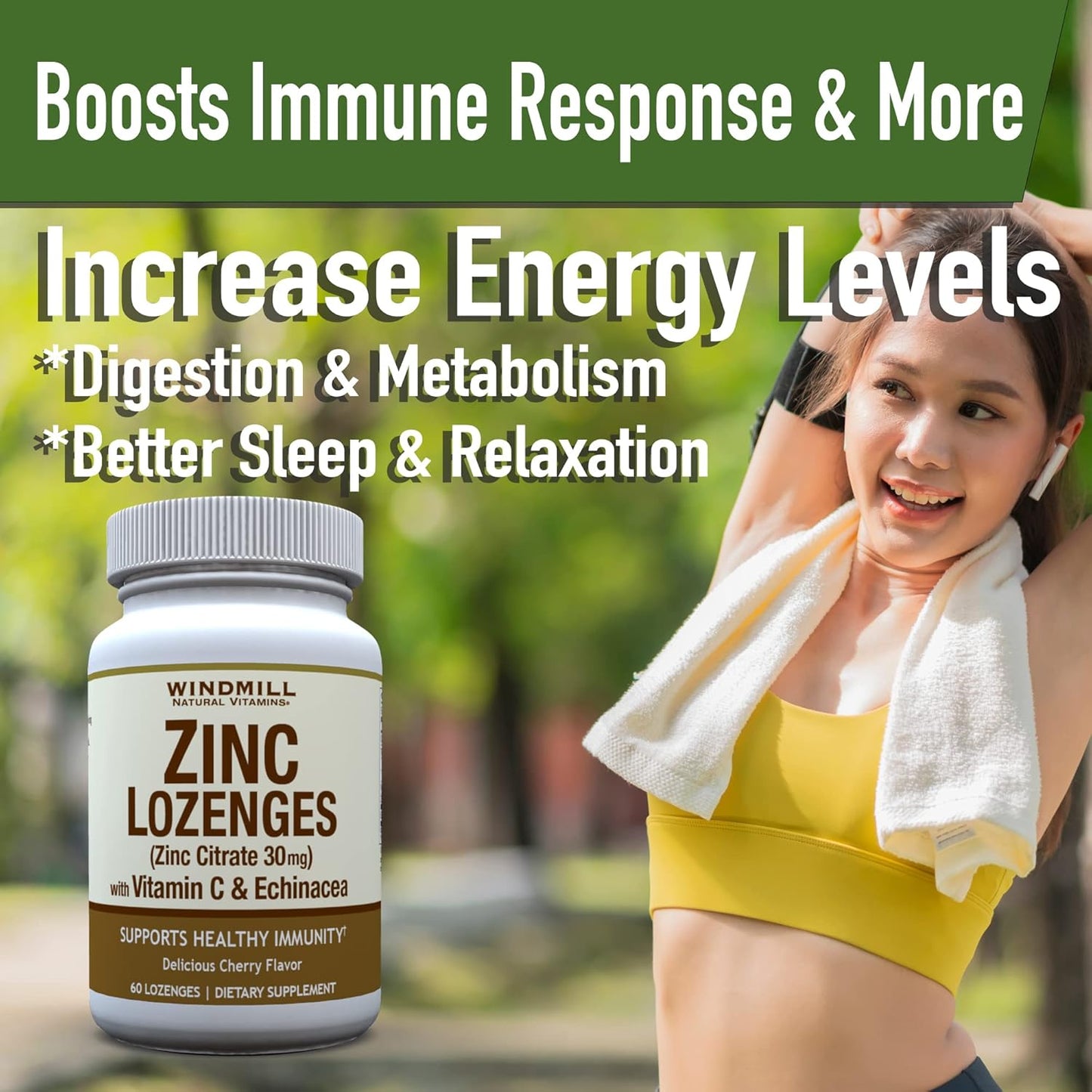 60 Count Windmill Health Products Zinc Lozenges with Echinacea and Vitamin C for Immune Support