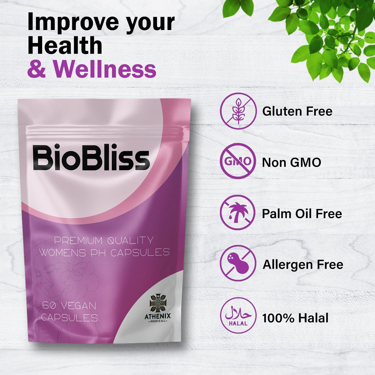 60 Count Women's Probiotic Capsules for Vaginal Health - Supports pH Balance, Healthy Flora, and Odor - Daily Supplement for Feminine Wellness - Vegan, Non-GMO