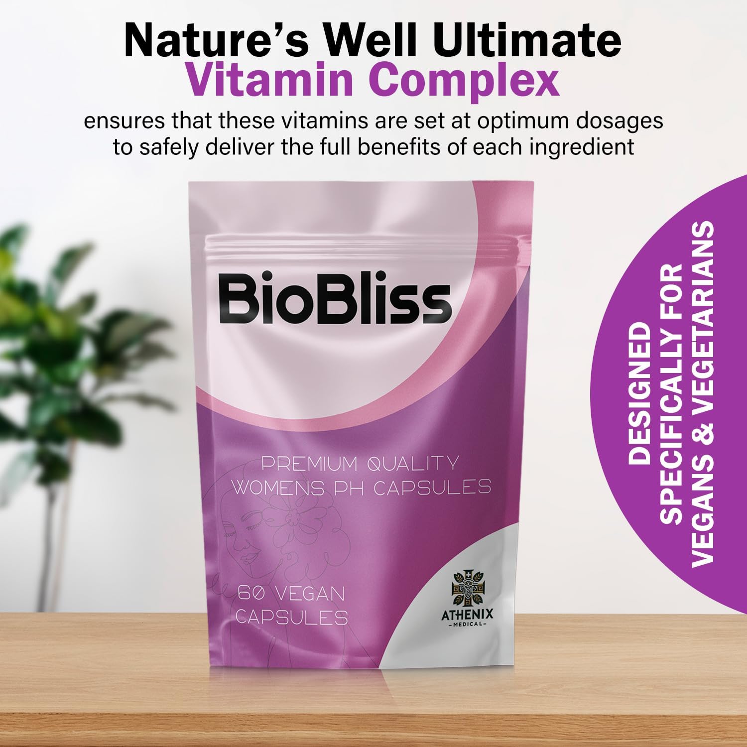 60 Count Women's Probiotic Capsules for Vaginal Health - Supports pH Balance, Healthy Flora, and Odor - Daily Supplement for Feminine Wellness - Vegan, Non-GMO