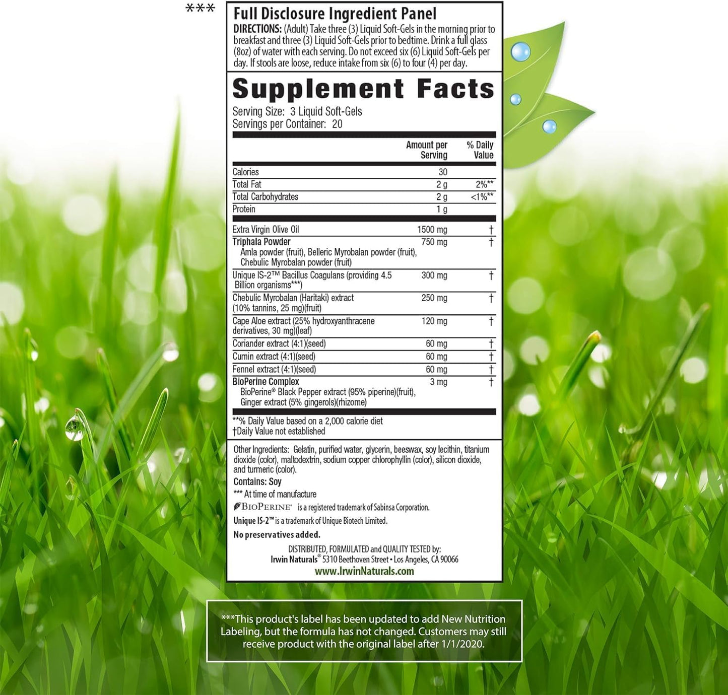 60 ct. Irwin Naturals Aloe & Triphala Active Cleanse with Probiotics for Gentle Digestive Support - Effective Detox & Elimination - Nourish & Balance - Includes Pill Case