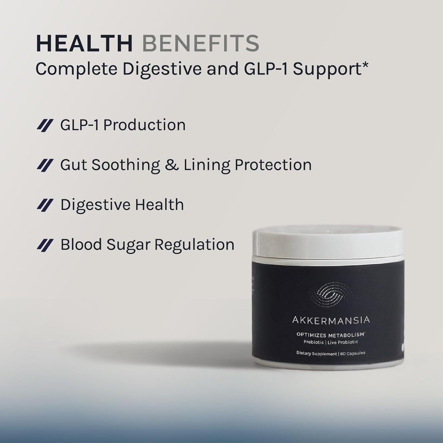 60-Day Supply InfiniWell Akkermansia Muciniphila Capsules - Gut Health Probiotic with Prebiotic Fiber, Boosts GLP-1 Production, Delayed Release Formula