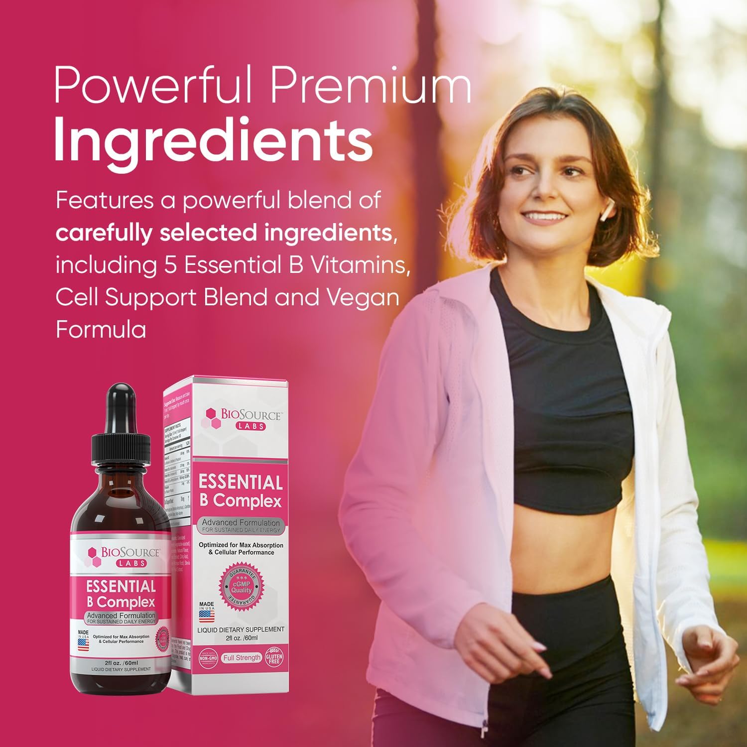 60-Day Supply of BioSource Labs Essential B Complex Sublingual Liquid Drops with Methyl B12, Vegan Vitamin B-Complex