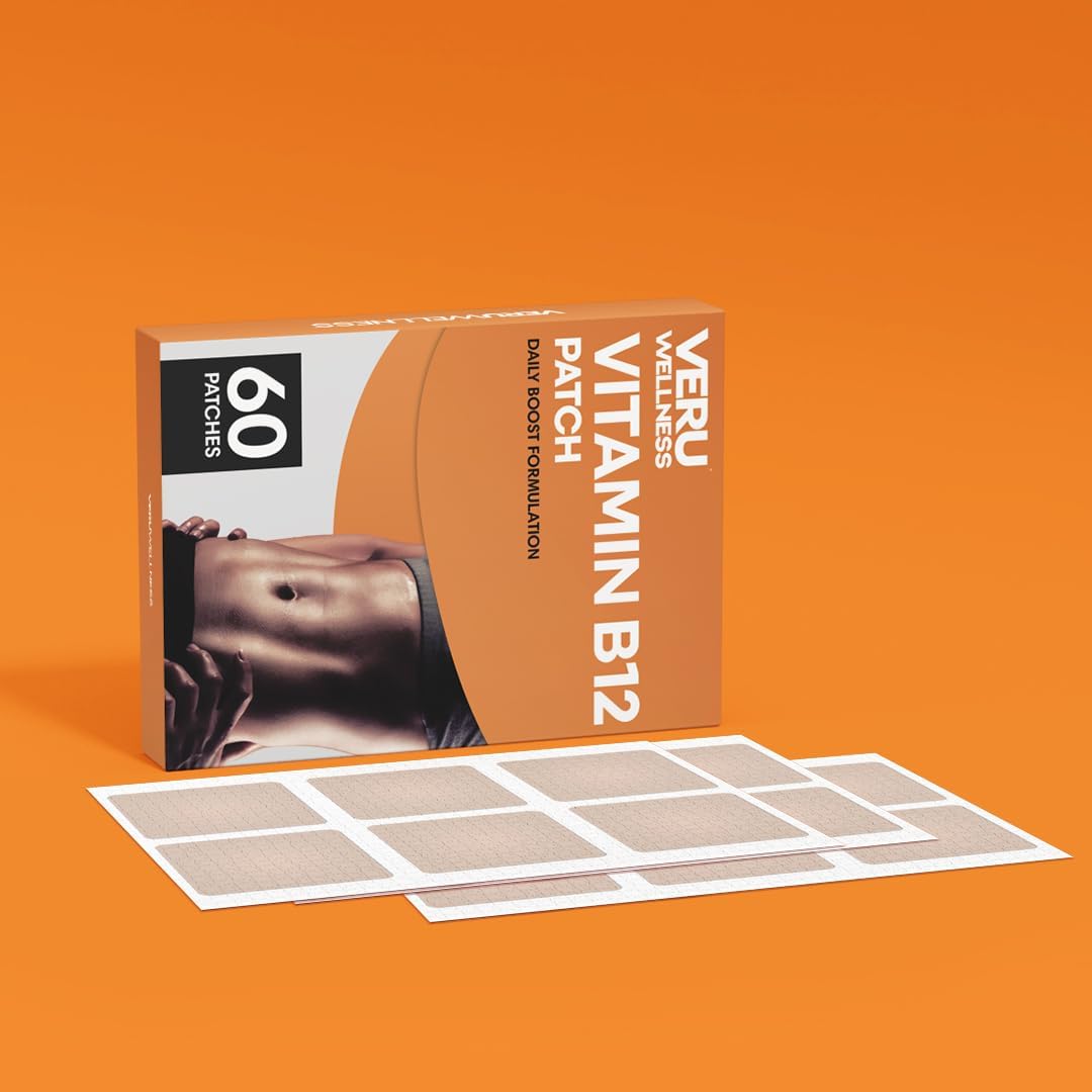 60-Day Supply of Veru Wellness Natural B12 Energy Patch with Garcinia - Self-Adhesive Time Release Patch