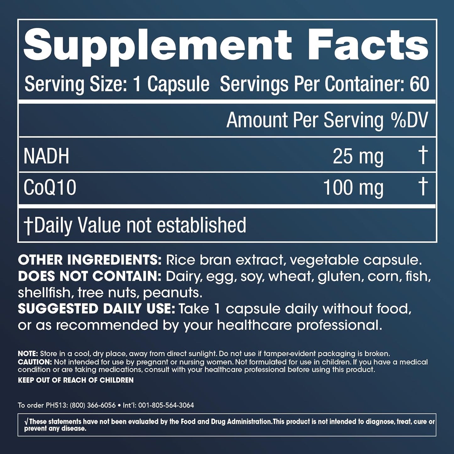 60-Day Supply ProHealth NADH + CoQ10 Capsules for Energy, Focus, and ATP Production - 25mg Pure NADH, 100mg CoQ10 - 60 Acid-Resistant Capsules