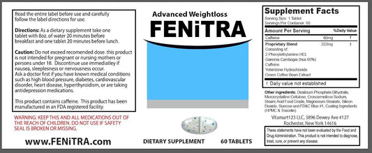 60 Fenitra Weight Management Support Supplement Capsules for Boosted Energy and Overall Wellness