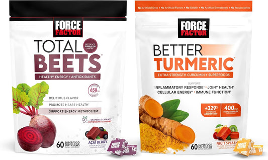 60 Force Factor Total Beets & Turmeric Joint Support Soft Chews for Better Health