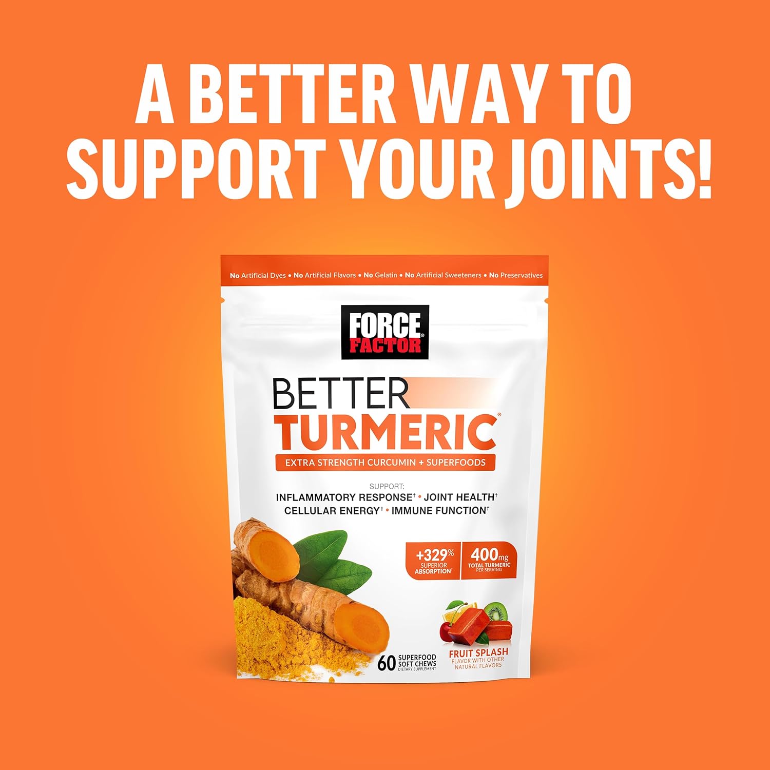 60 Force Factor Total Beets & Turmeric Joint Support Soft Chews for Better Health