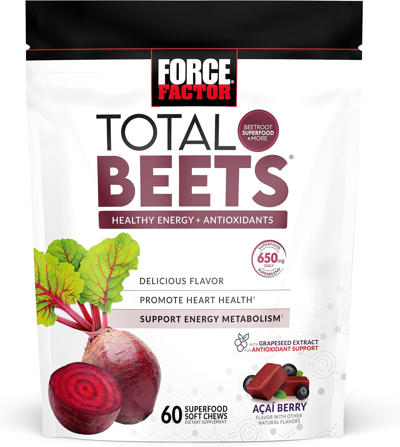60 Force Factor Total Beets & Turmeric Joint Support Soft Chews for Better Health