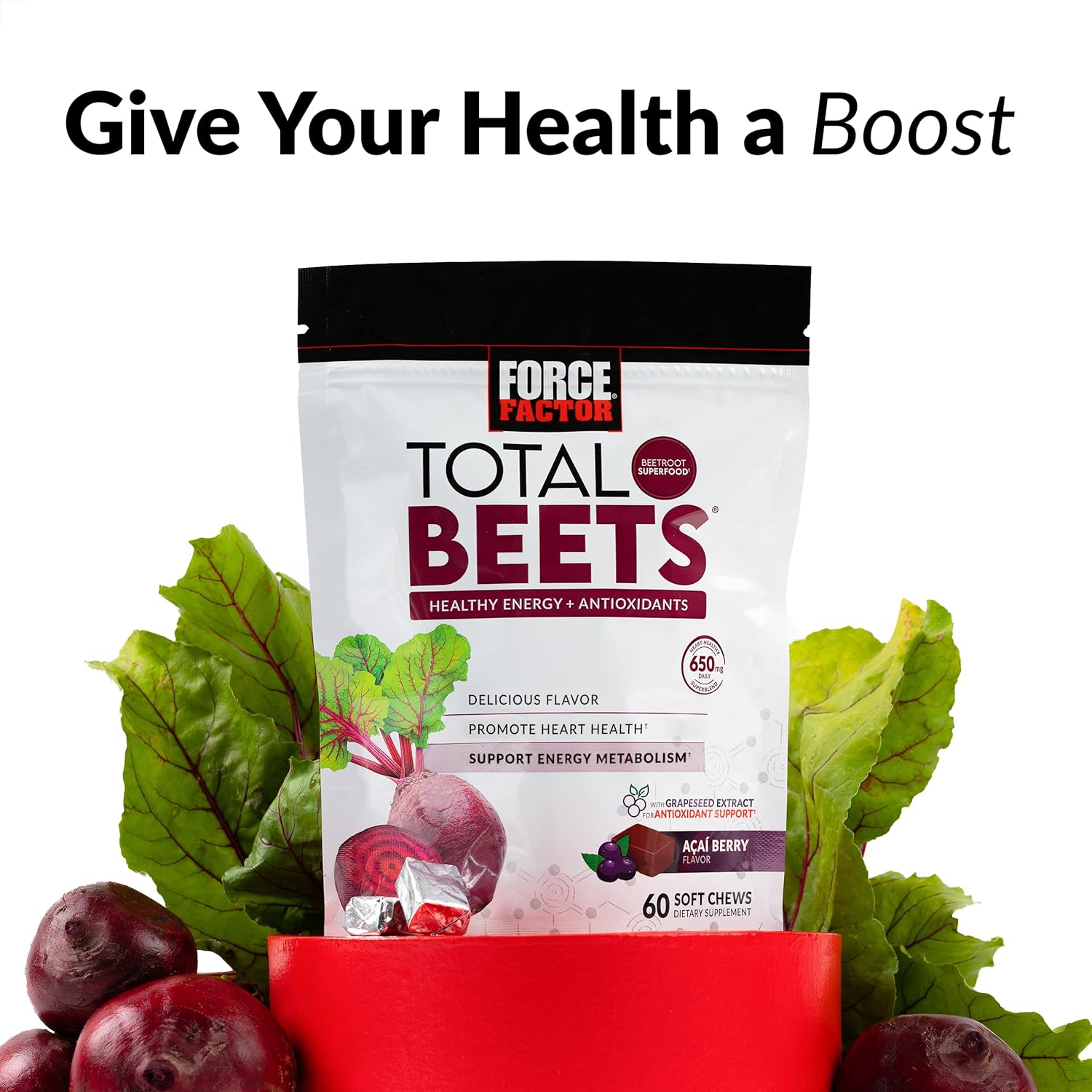 60 Force Factor Total Beets & Turmeric Joint Support Soft Chews for Better Health