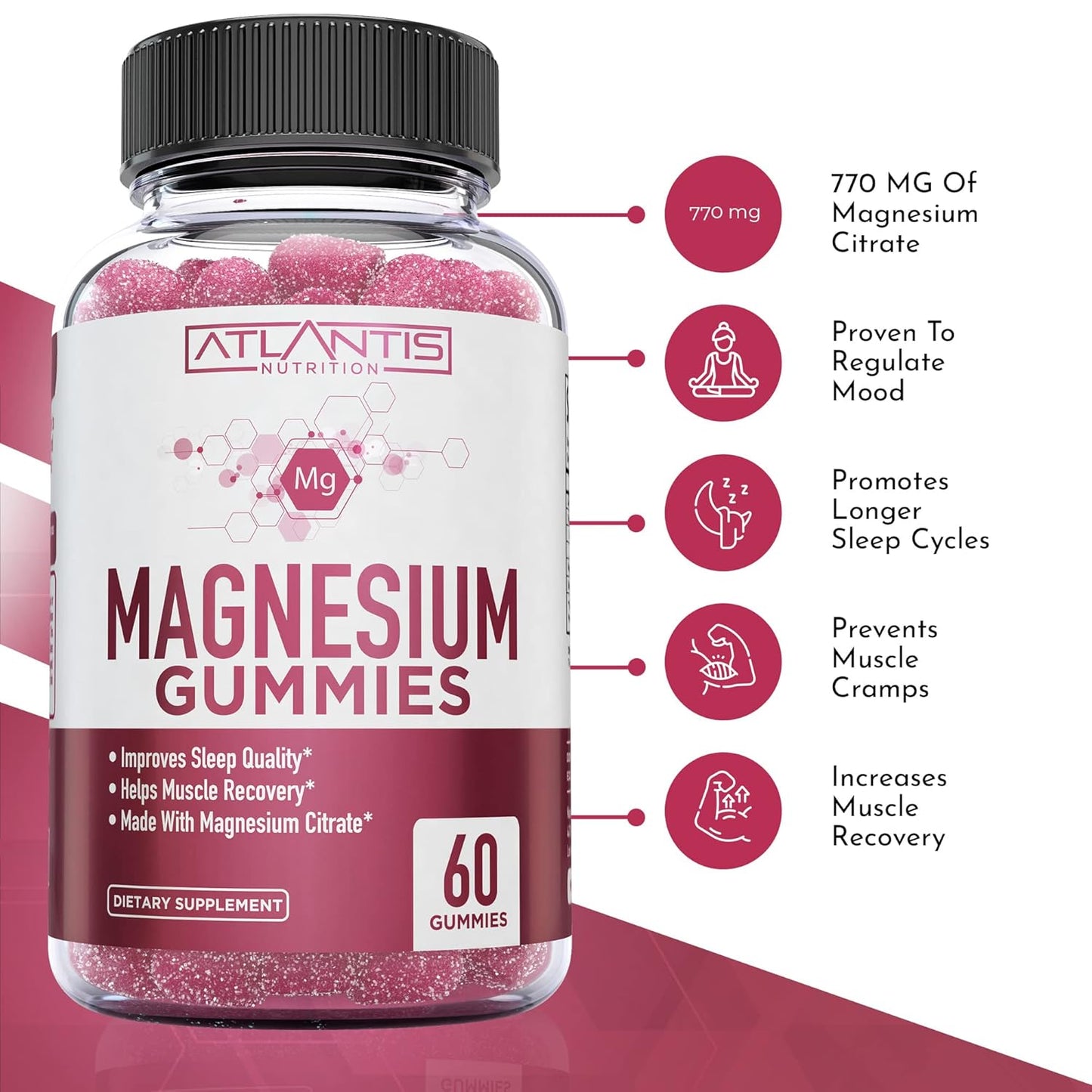 60 Gummies Bundle: Atlantis Nutrition Magnesium and Sugar-Free Keto Apple Cider Vinegar