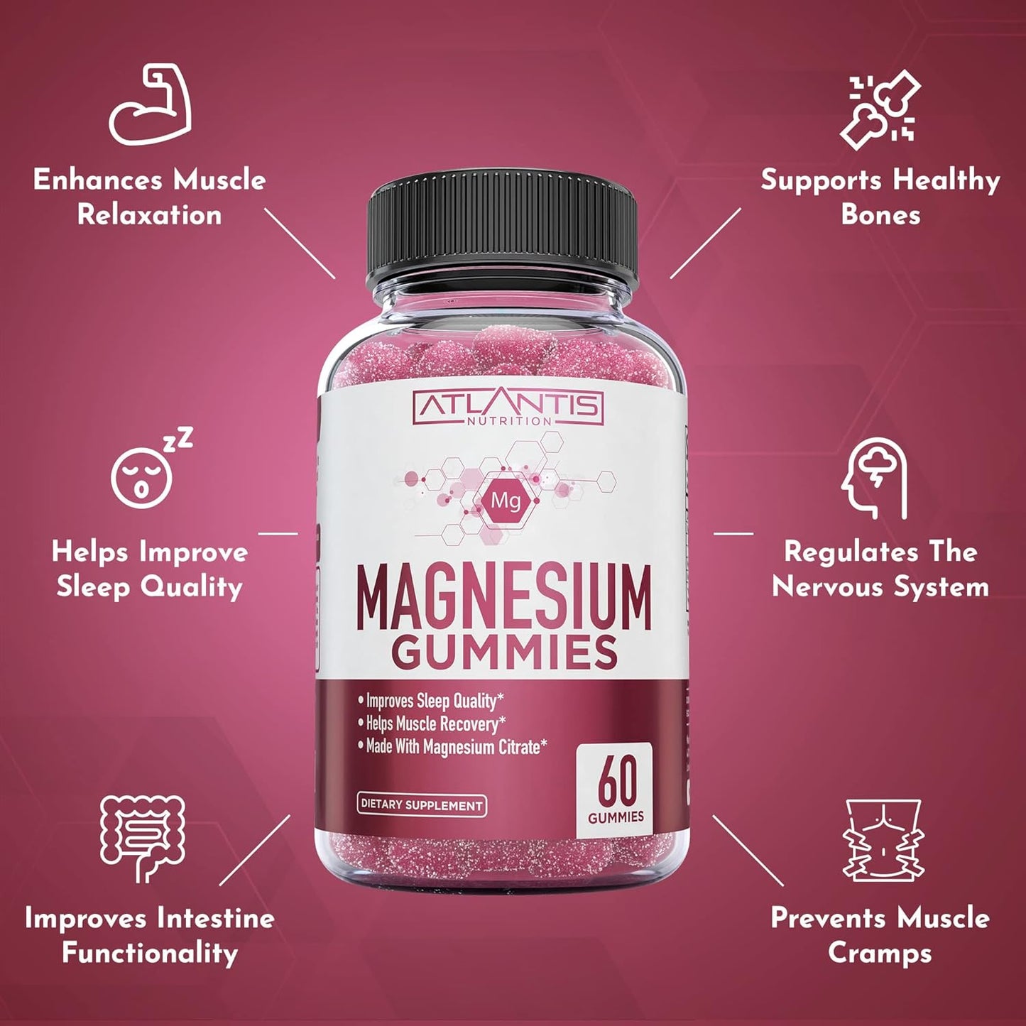 60 Gummies Bundle: Atlantis Nutrition Magnesium and Sugar-Free Keto Apple Cider Vinegar