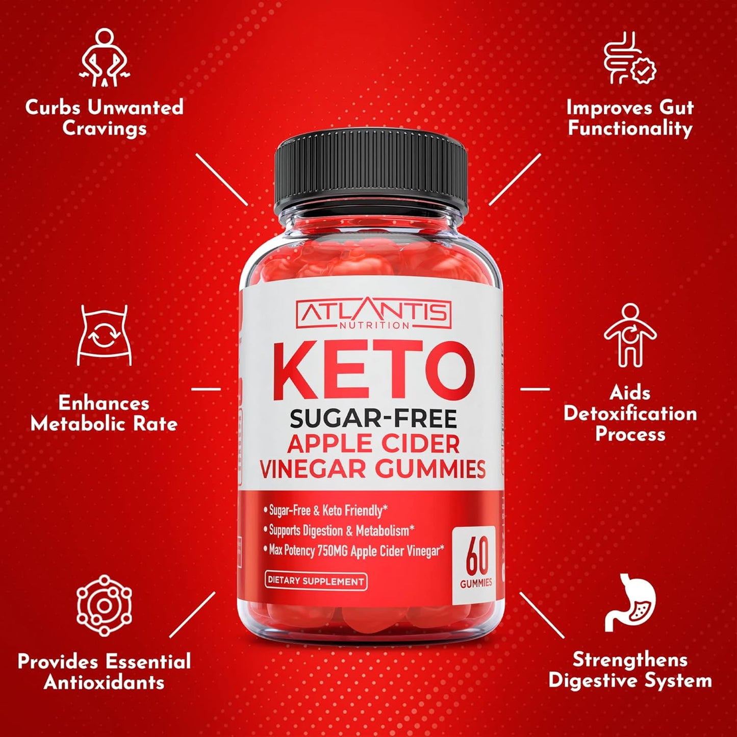 60 Gummies Bundle: Atlantis Nutrition Magnesium and Sugar-Free Keto Apple Cider Vinegar