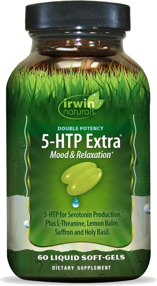 60 Liquid Soft-Gels of Irwin Naturals Double Potency 5-HTP Extra for Relaxation & Serotonin - 30 Servings