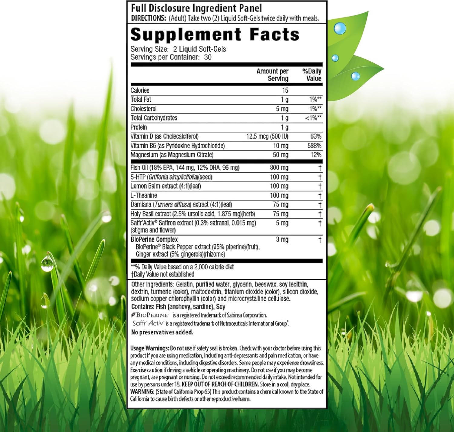 60 Liquid Soft-Gels of Irwin Naturals Double Potency 5-HTP Extra for Relaxation & Serotonin - 30 Servings